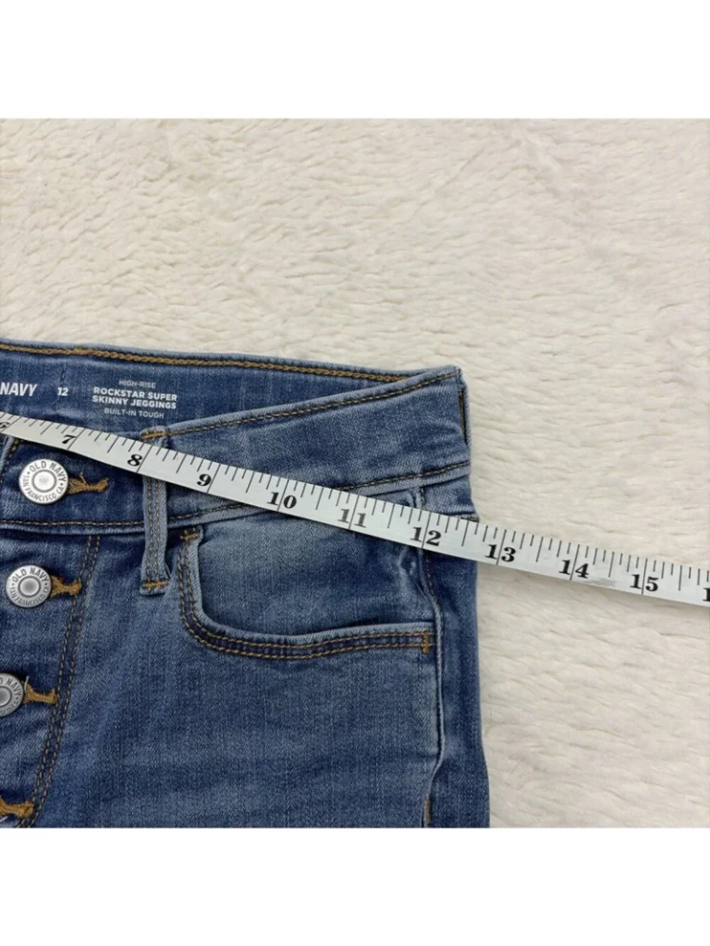 Old Navy Girls Rockstar Super Skinny Jeggings 12 Built In Tough Button Close